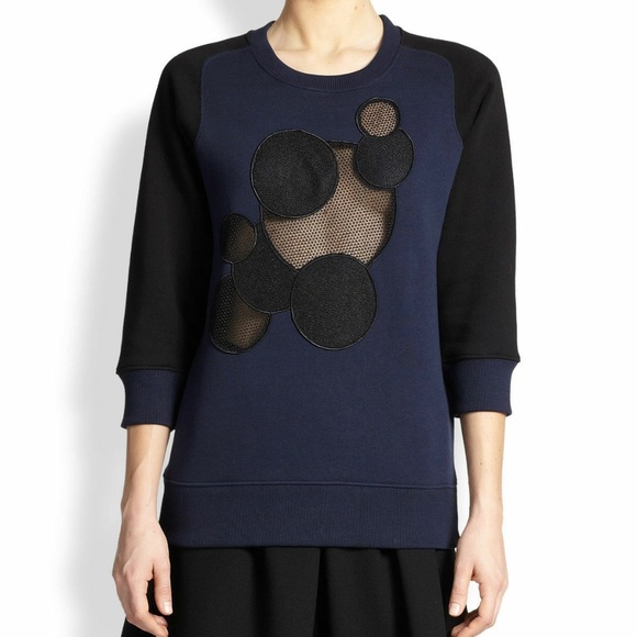 Christopher Kane Blue Black Leather Sweatshirt ( M ) - Picture 1 of 7